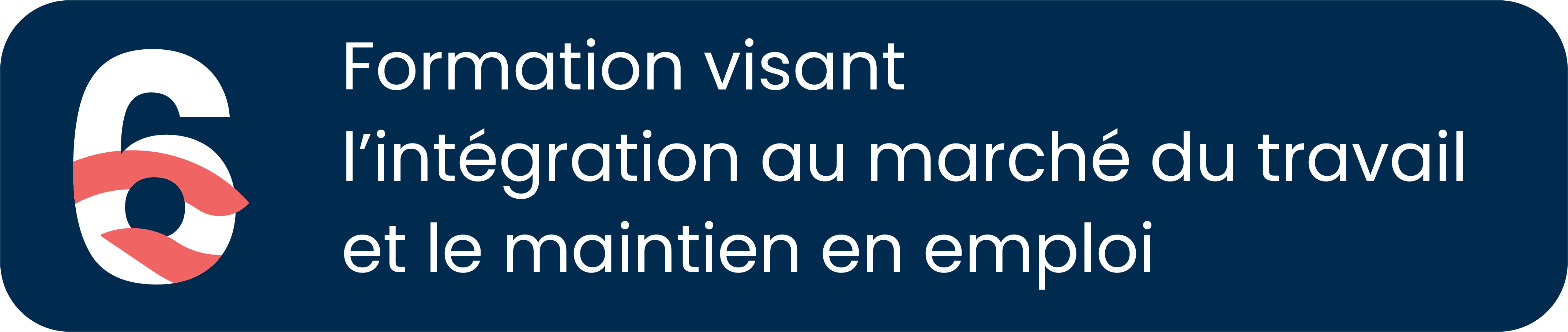 6 Formation visant l'intégration au marché du travail et le maintien en emploi.